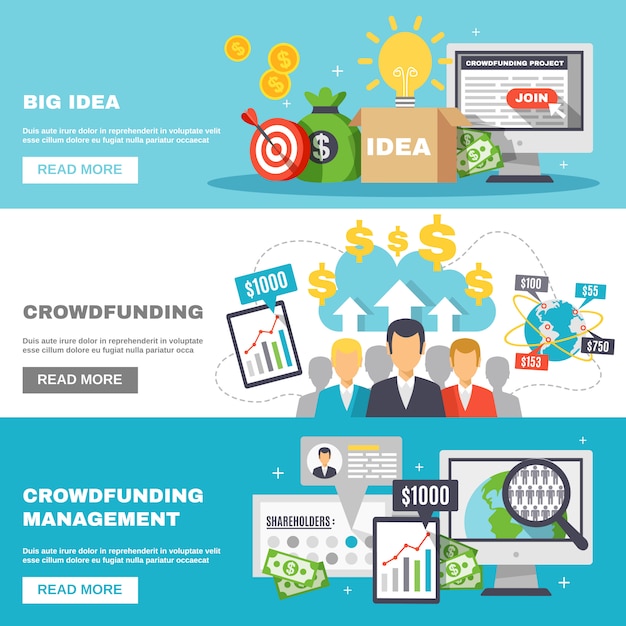 Crowdfunding horizontale banners