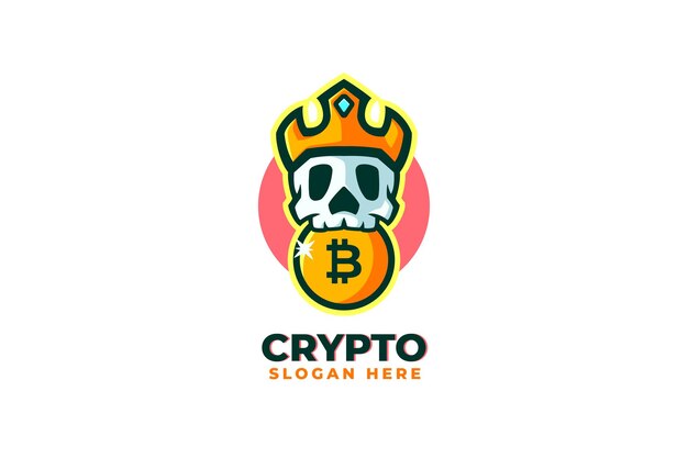 Crypto-munt met logo van schedelmascotte