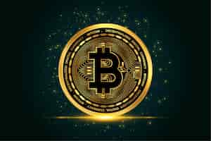 Gratis vector cryptocurrency bitcoin gouden munt achtergrond