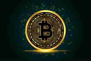 Gratis vector cryptocurrency bitcoin gouden munt achtergrond