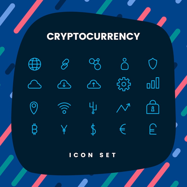 Gratis Vector cryptocurrency instellen elektronische contant geld symbool vector