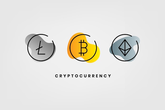 Cryptocurrency-uitwisselingselementen set