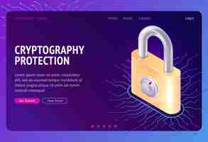 Gratis vector cryptografiebescherming, web isometrisch concept