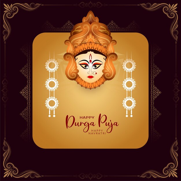 Culturele Durga Puja en Happy navratri festival viering wenskaart ontwerp