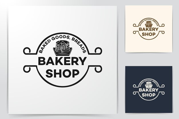 Cupcake en chocolade gesmolten, bakkerij logo ontwerpen inspiratie geïsoleerd op witte achtergrond