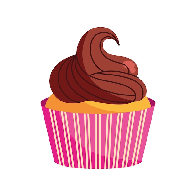 Gratis vector cupcake met chocoladeglas