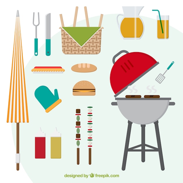 Gratis vector cute barbecue dag collectie