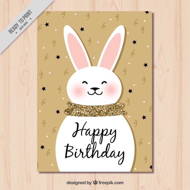 Gratis vector cute bunny verjaardagskaart