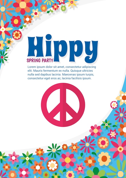 Cute floral flyer met roze hippy symbool