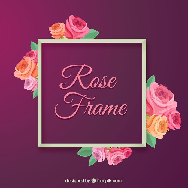 Gratis vector cute frame met gekleurde rozen