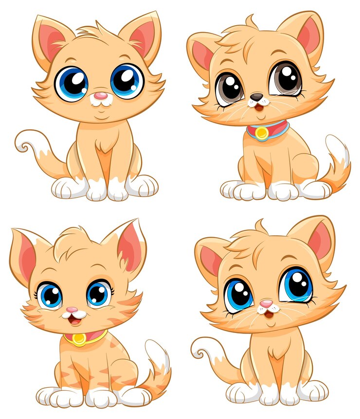 Gratis Vector cute kittens cartoon personages collectie