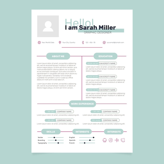 Gratis vector cv sjabloon concept