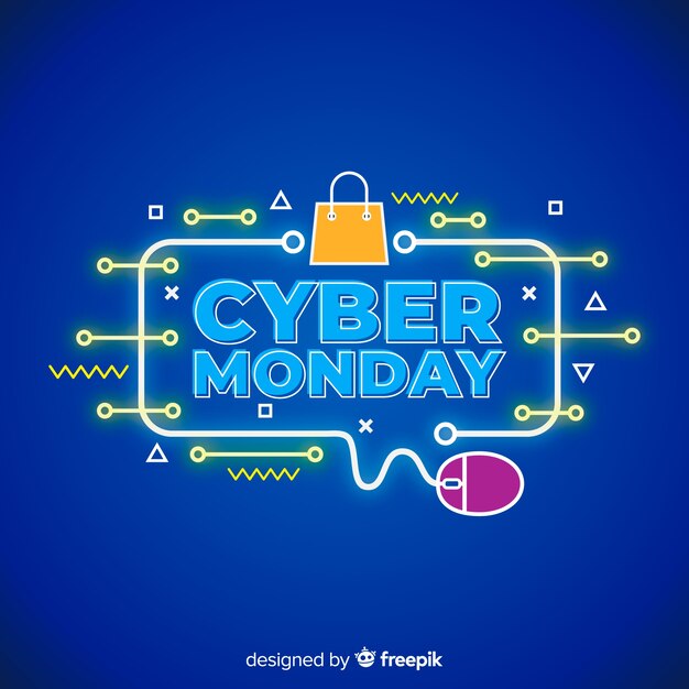 Cyber maandag concept met platte ontwerp achtergrond