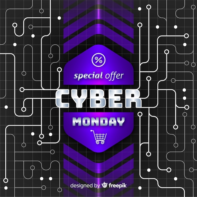 Cyber maandag concept met realistische achtergrond