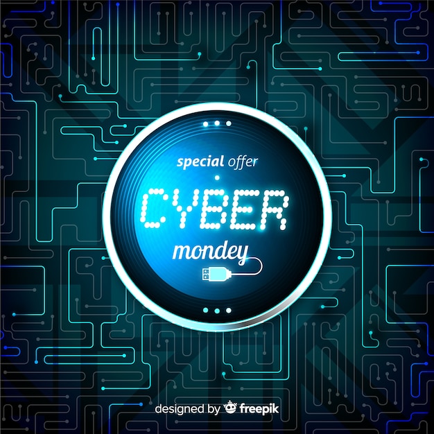 Cyber maandag concept met realistische achtergrond