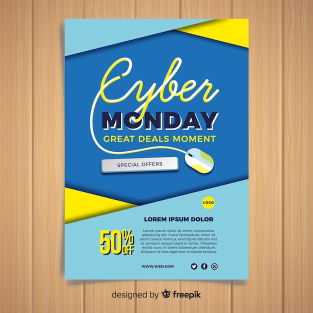 Cyber ​​maandag folder sjabloon met platte ontwerp
