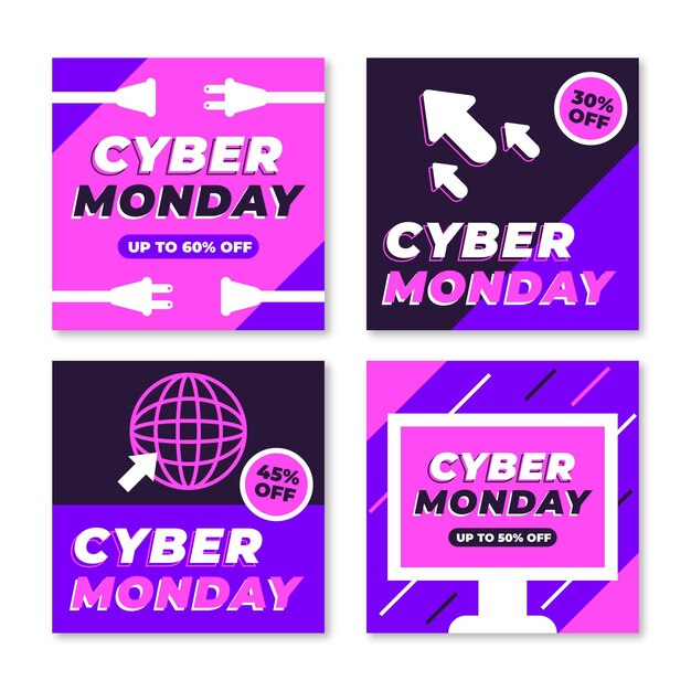 Gratis vector cyber maandag instagram-berichten