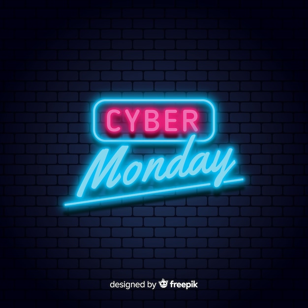 Cyber ​​maandag neon verkoop achtergrond