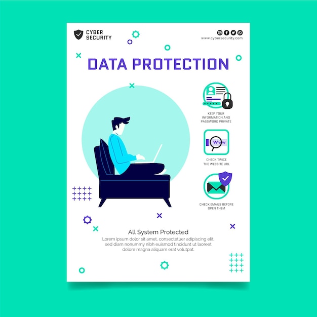 Gratis vector cyber security flyer-sjabloon