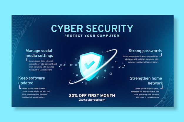 Cyber security horizontale banner sjabloon