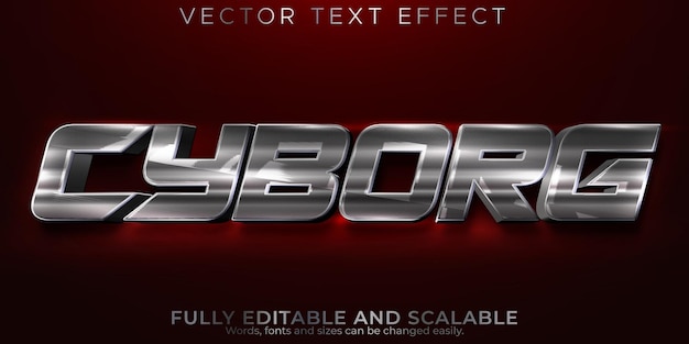 Cyborg teksteffect bewerkbare metallic en held tekststijl Gratis Vector
