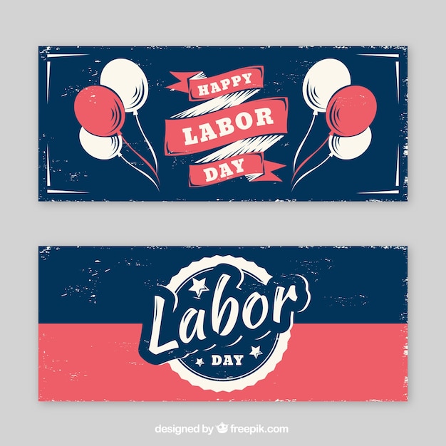 Gratis vector dag van de arbeid banners collectie in vintage stijl