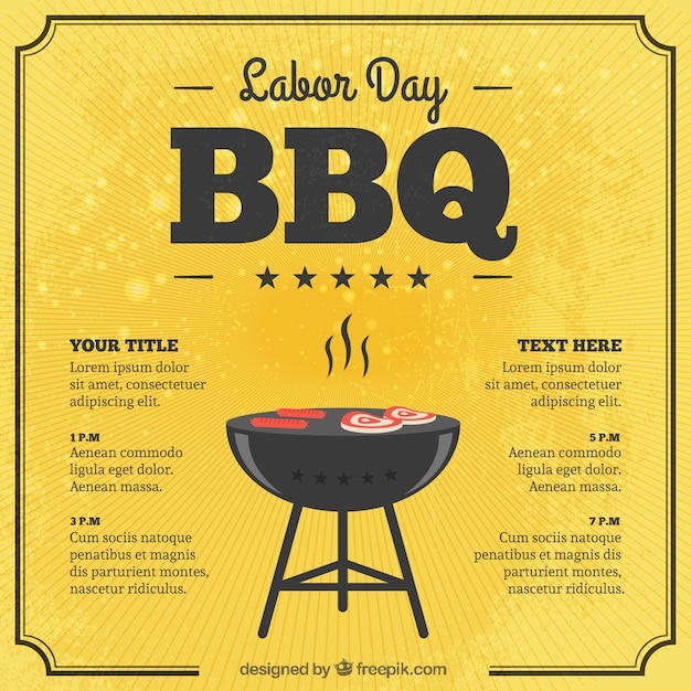 Gratis vector dag van de arbeid bbq-kaart