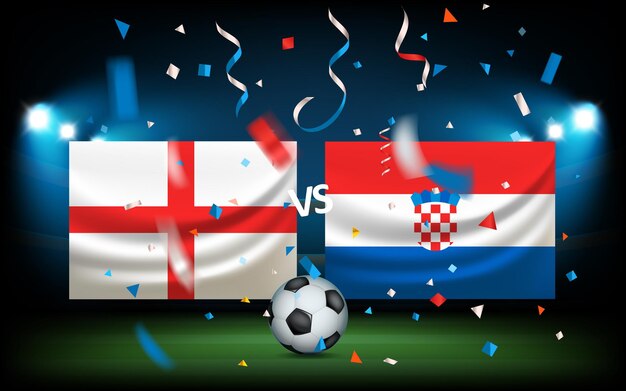 Dag Van De Wedstrijd Engeland Versus Kroatie Premium Vector