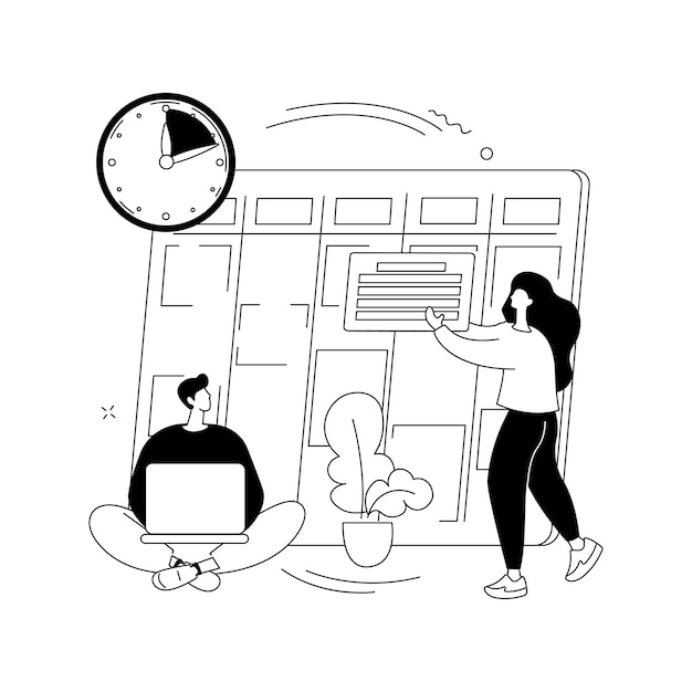 Dagelijks schema instellen abstract concept vectorillustratie Quarantaine dagelijkse routine schema uw dag thuis blijven zelforganisatie tijdens pandemie studie kalender abstracte metafoor instellen