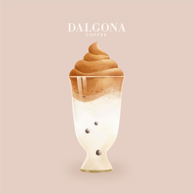 Dalgona koffie illustratie concept