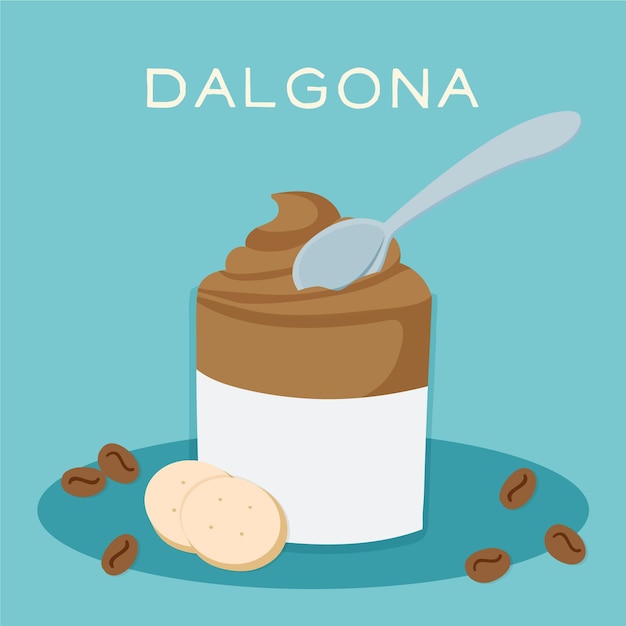 Dalgona koffie illustratie