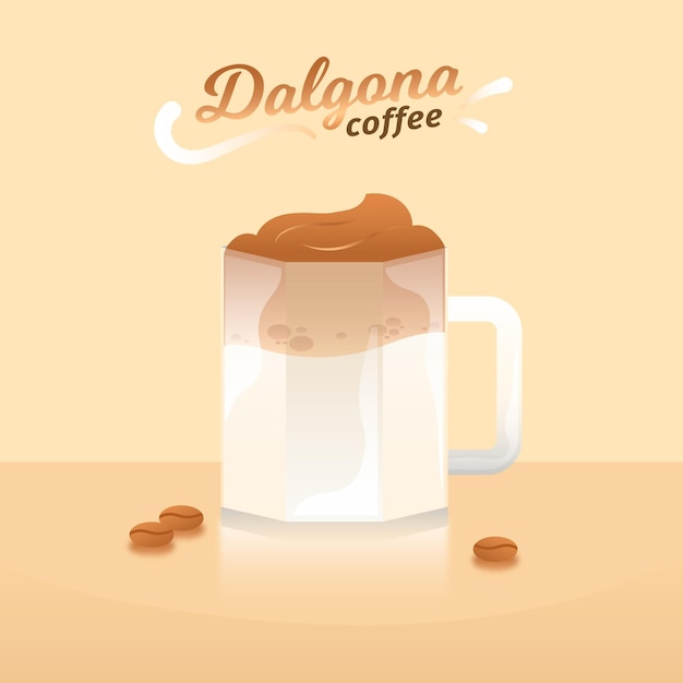 Dalgona koffie illustratie