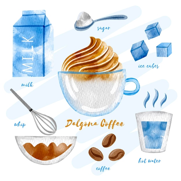 Gratis vector dalgona-koffierecept