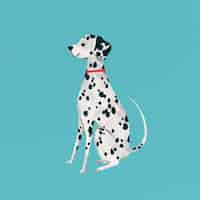 Gratis vector dalmatische puppy op een turkooizen achtergrond