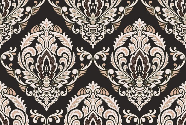 Damast naadloze patroon achtergrond Vector klassieke luxe oude damast ornament Koninklijke Victoriaanse naadloze textuur voor wallpapers textiel inwikkeling Vintage prachtige bloemen barok sjabloon