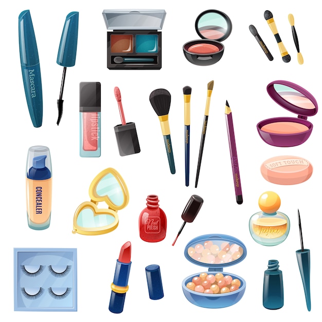 Gratis vector dames cosmetica make-up realistische set