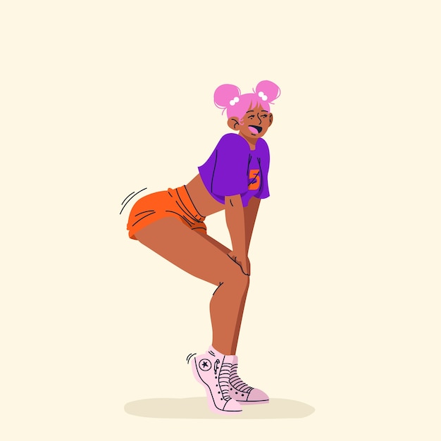 Gratis vector dans hand getekende platte twerk illustratie