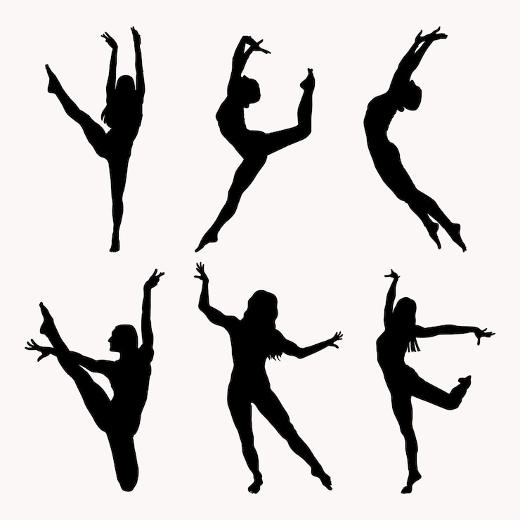 Gratis Vector dans plat danser silhouet