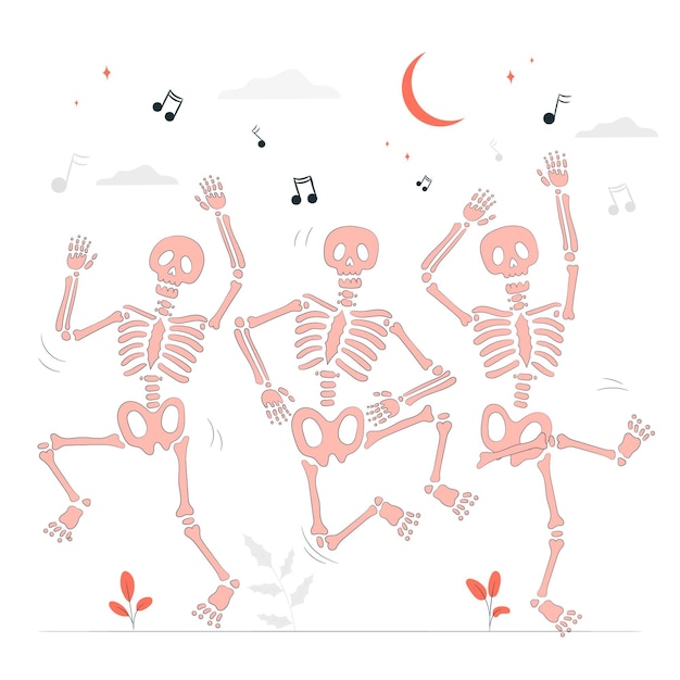 Dansende skeletten concept illustratie