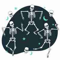 Gratis vector dansende skeletten concept illustratie