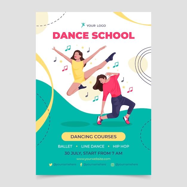 Gratis vector dansschool handgetekende poster