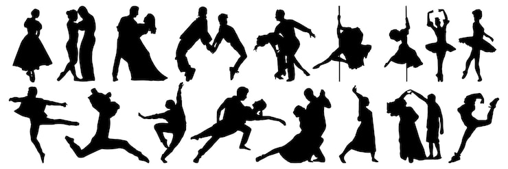 Gratis Vector danssilhouetpakket van danserssilhouetten