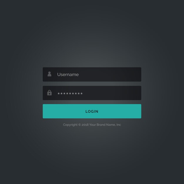 dark login formulier template design met gebruikersnaam en wachtwoord