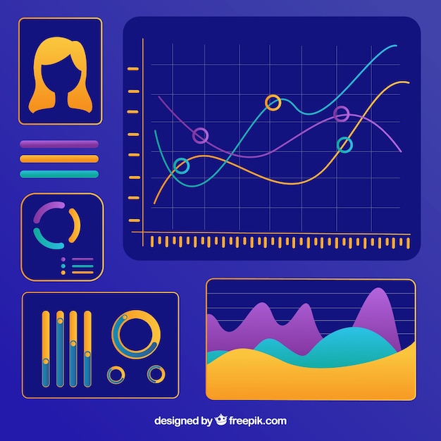 Gratis vector dashboard-beheerdersvenster met plat ontwerp