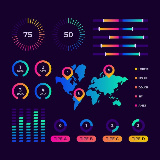 Gratis vector dashboard element groep sjabloon