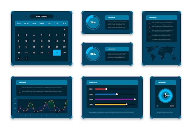 Gratis vector dashboard element pack sjabloon