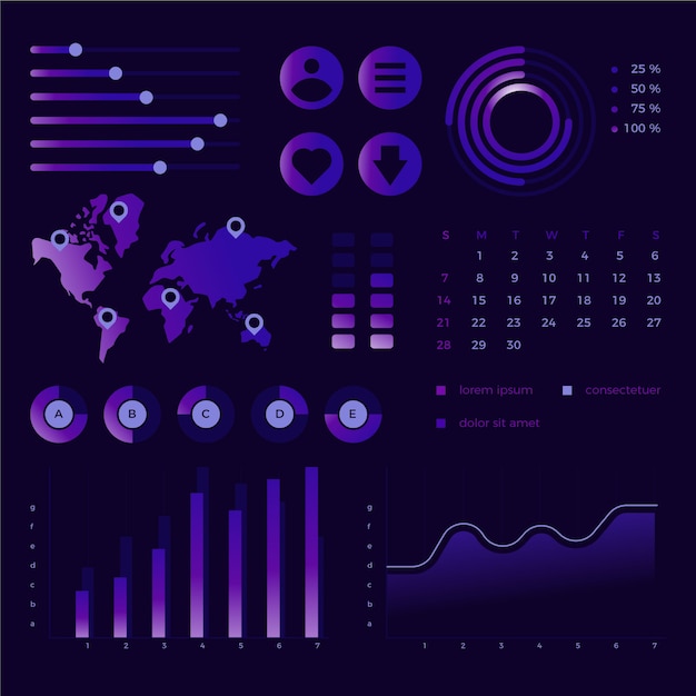 Dashboard element verzameling sjabloon