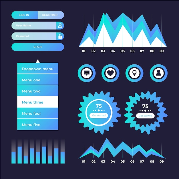 Gratis vector dashboard-elementenverzameling