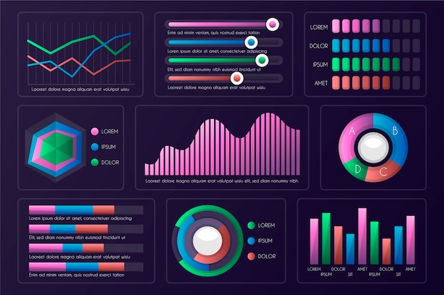 Dashboard infographic elementenset
