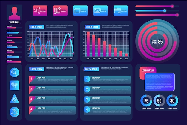 Dashboard infographic elementenverzameling